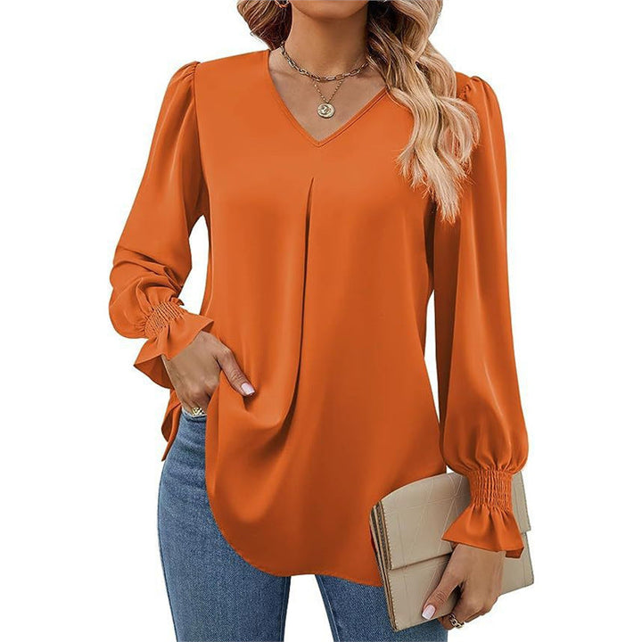 Isaline | Pleated V-Neck Blouse