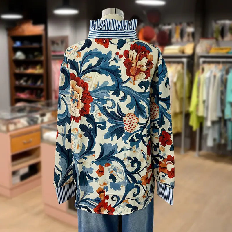 Serenity™ | Classy Vintage Floral Printed Blouse